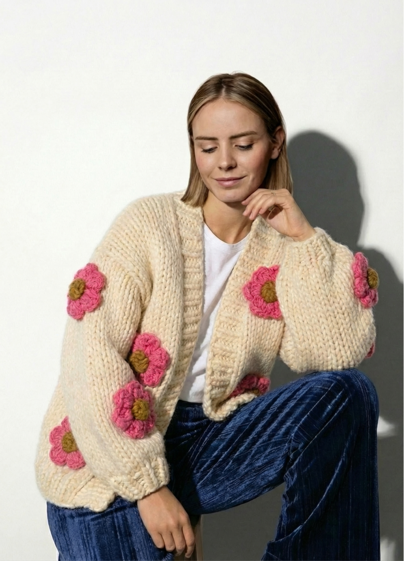 トップス DAIRIKU Flower Pattern Cardigan Simone Cardigan Kit Spring Flowers Edition - Yummy Version – We