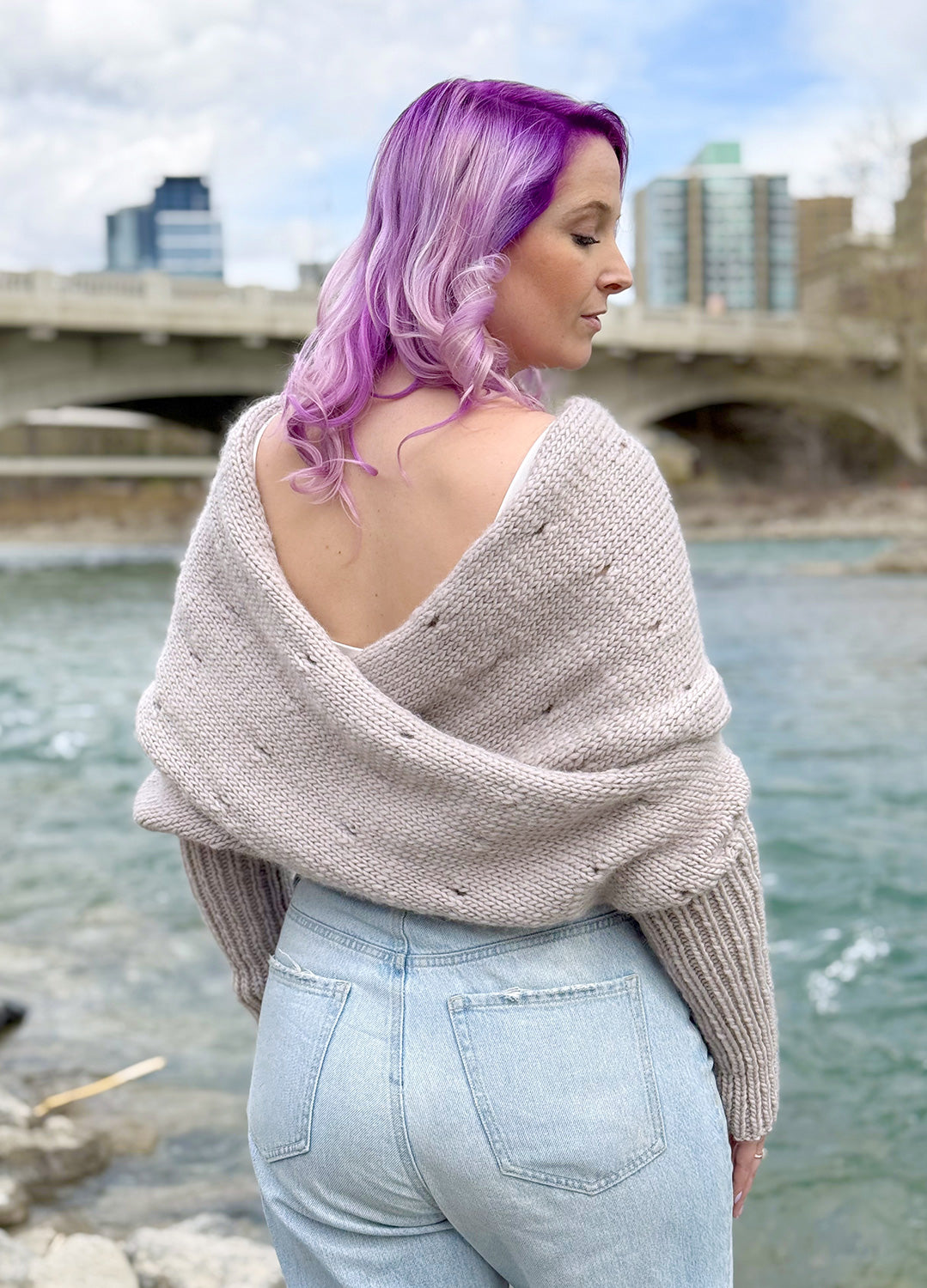 Easy Eyelet Sweater Scarf x @knitatude Kit - Petite Wool Version