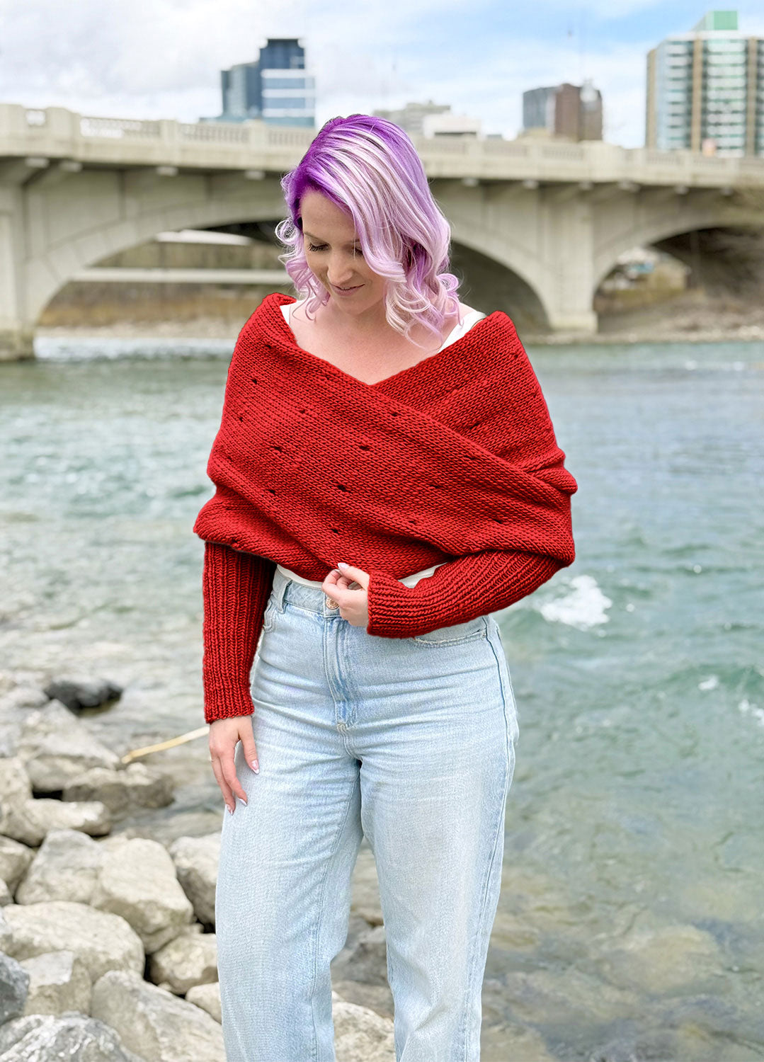 Easy Eyelet Sweater Scarf x @knitatude Kit - Petite Wool Version