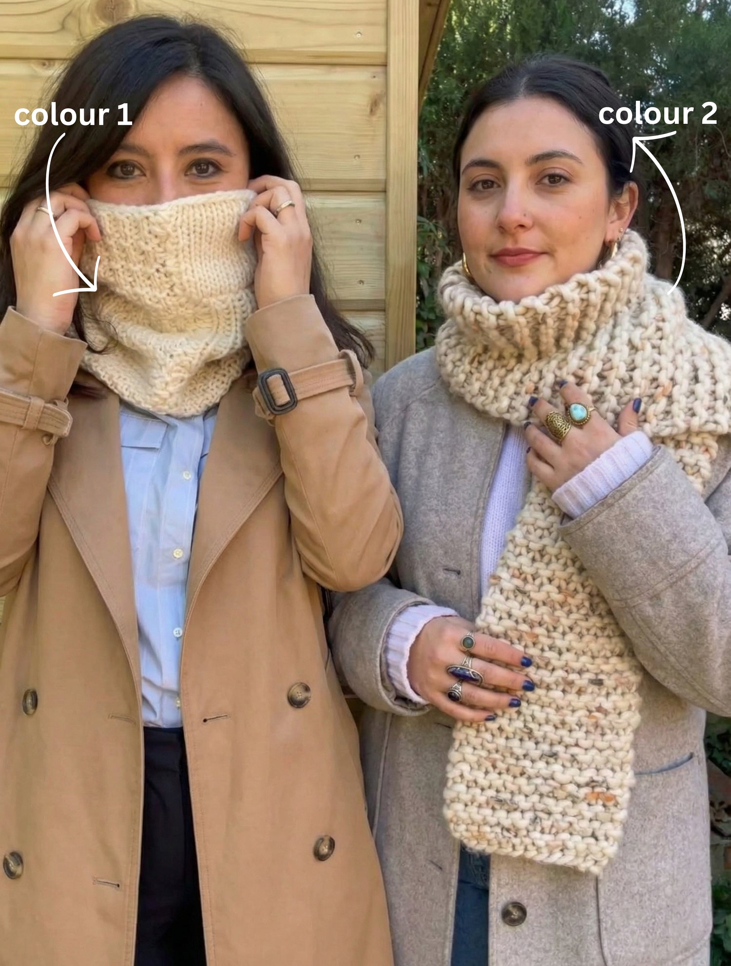 2 Kits Bundle | Knitting Stitch Sampler Kit "Make your first Snood" + Dinka Scarf
