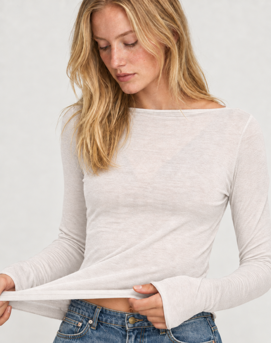 Super soft Boat Neck Shirt with Cashmere - Purple(Coming Soon)