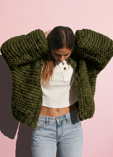【キミドリ（34）】Lindsey Rib Knit Cardigan Women's Lindsey Cardigan Alpaca Wool Blend in Blue Beaufort & Blake