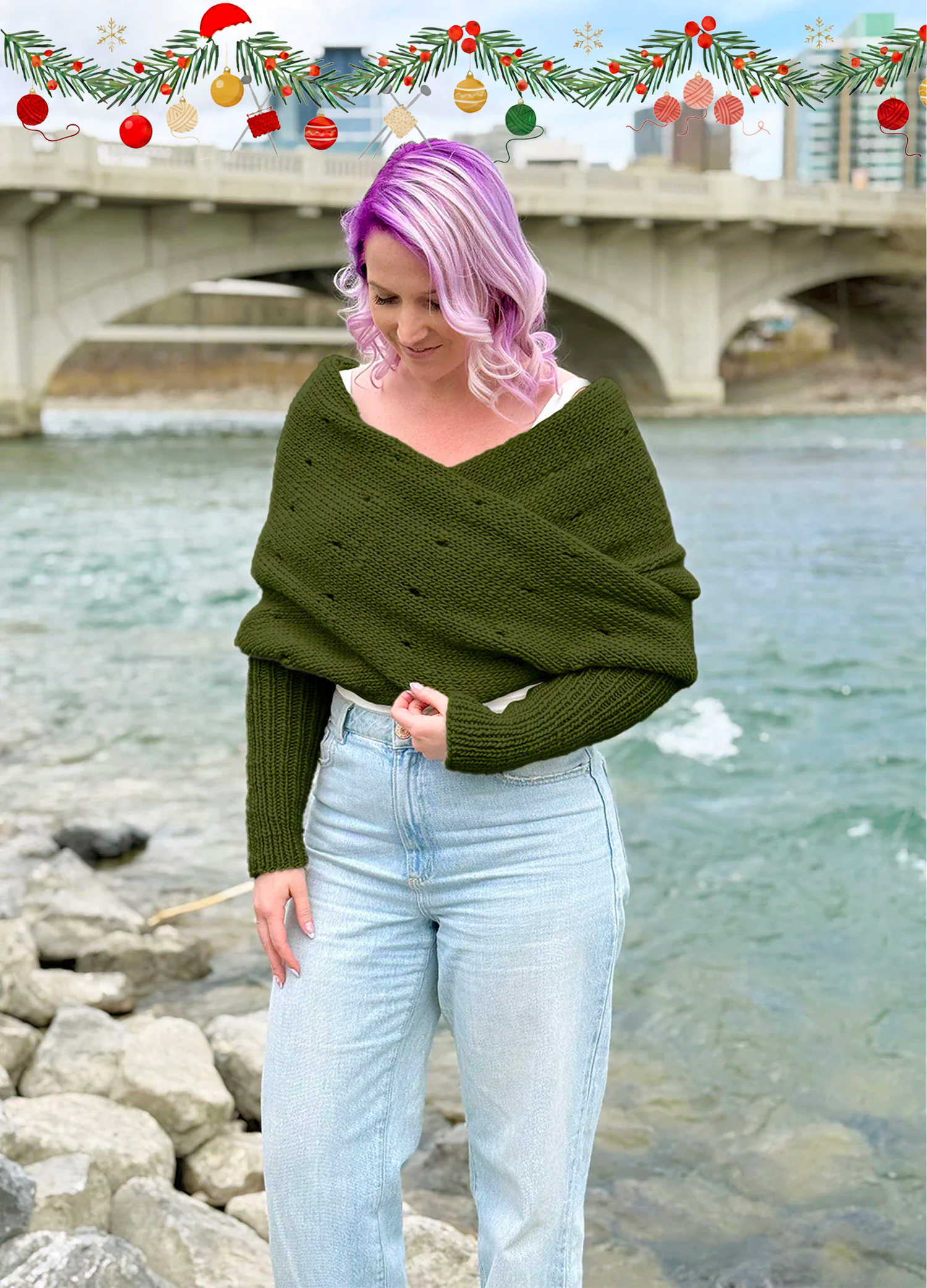 Easy Eyelet Sweater Scarf x @knitatude Kit - Petite Wool Version
