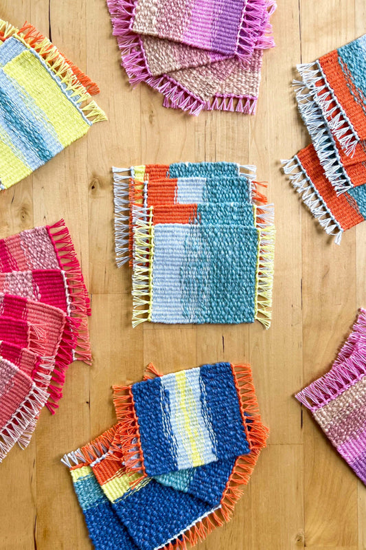 Coasters Textils Coasters Weaving Kit - Supplies and Small loom with Pattern x Painted ...
