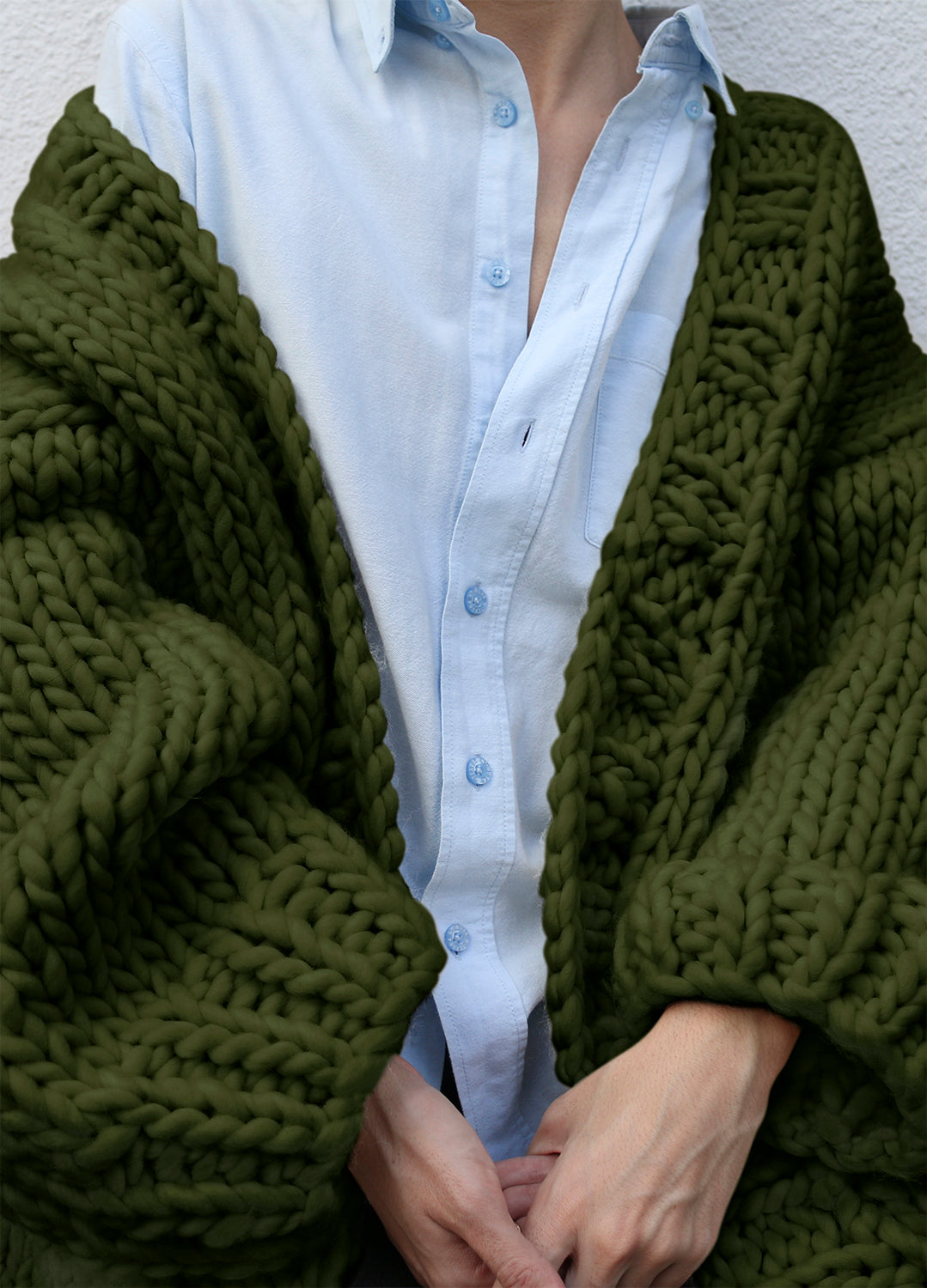 Simone Cardigan Easy Knitting Kit in Forest Green