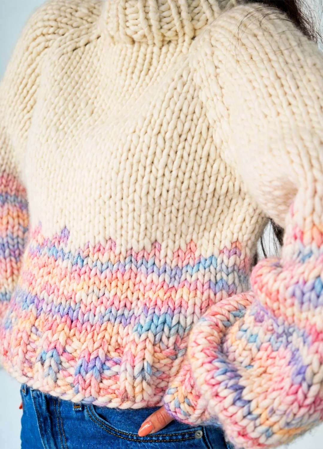The Rainbow Sweater Kit x @paula.on.knits - Yummy Yarn Version