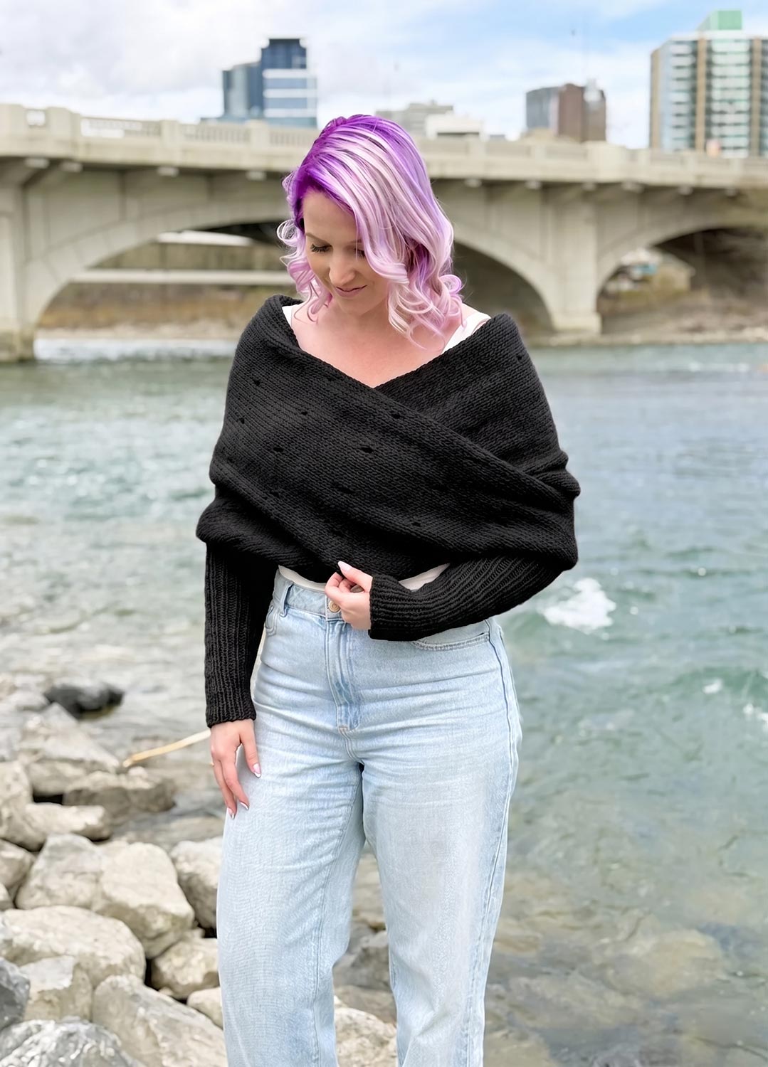 Easy Eyelet Sweater Scarf x @knitatude Kit - Yummy Yarn Fine Version