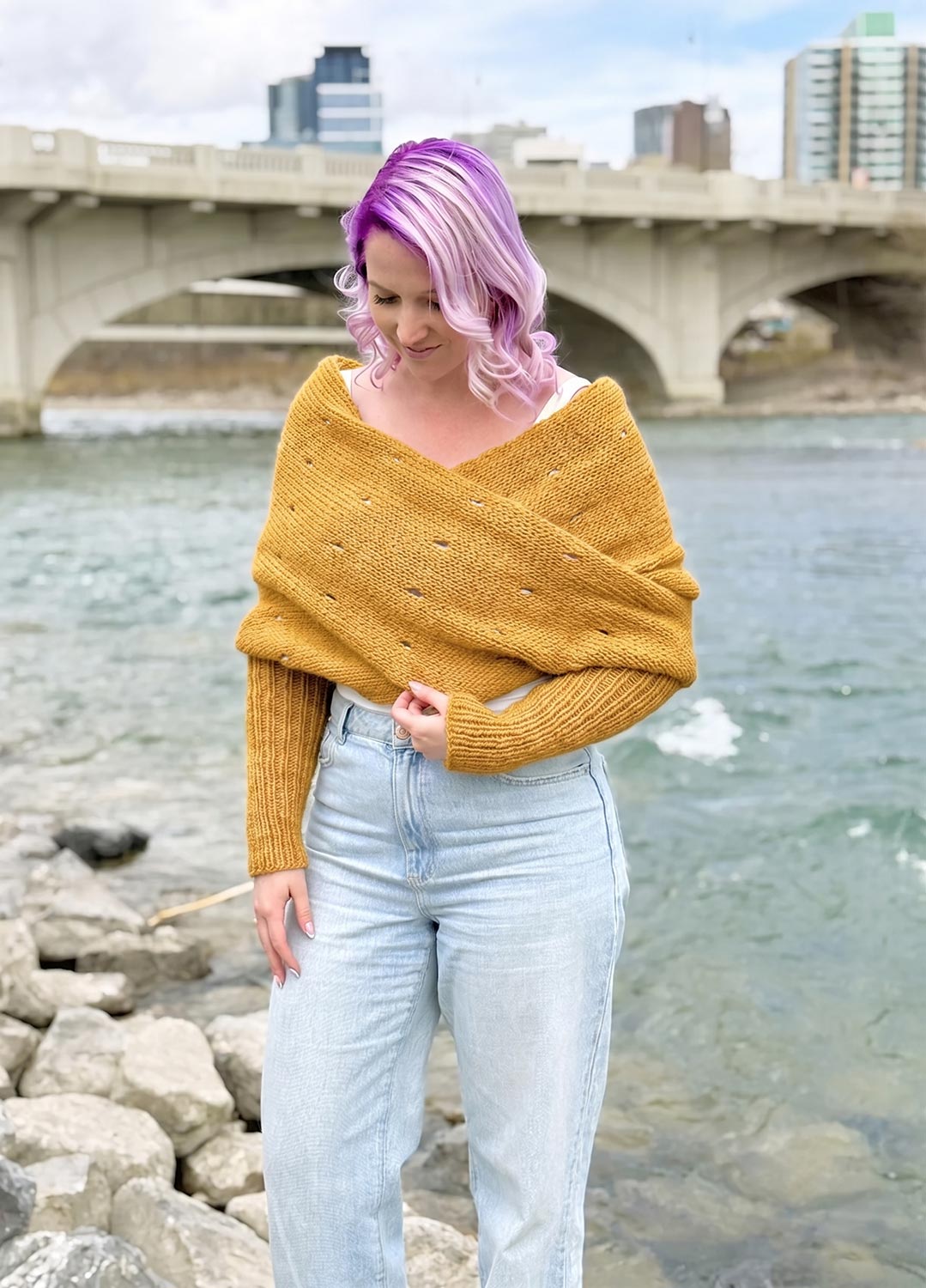 Easy Eyelet Sweater Scarf x @knitatude Kit - Yummy Yarn Fine Version