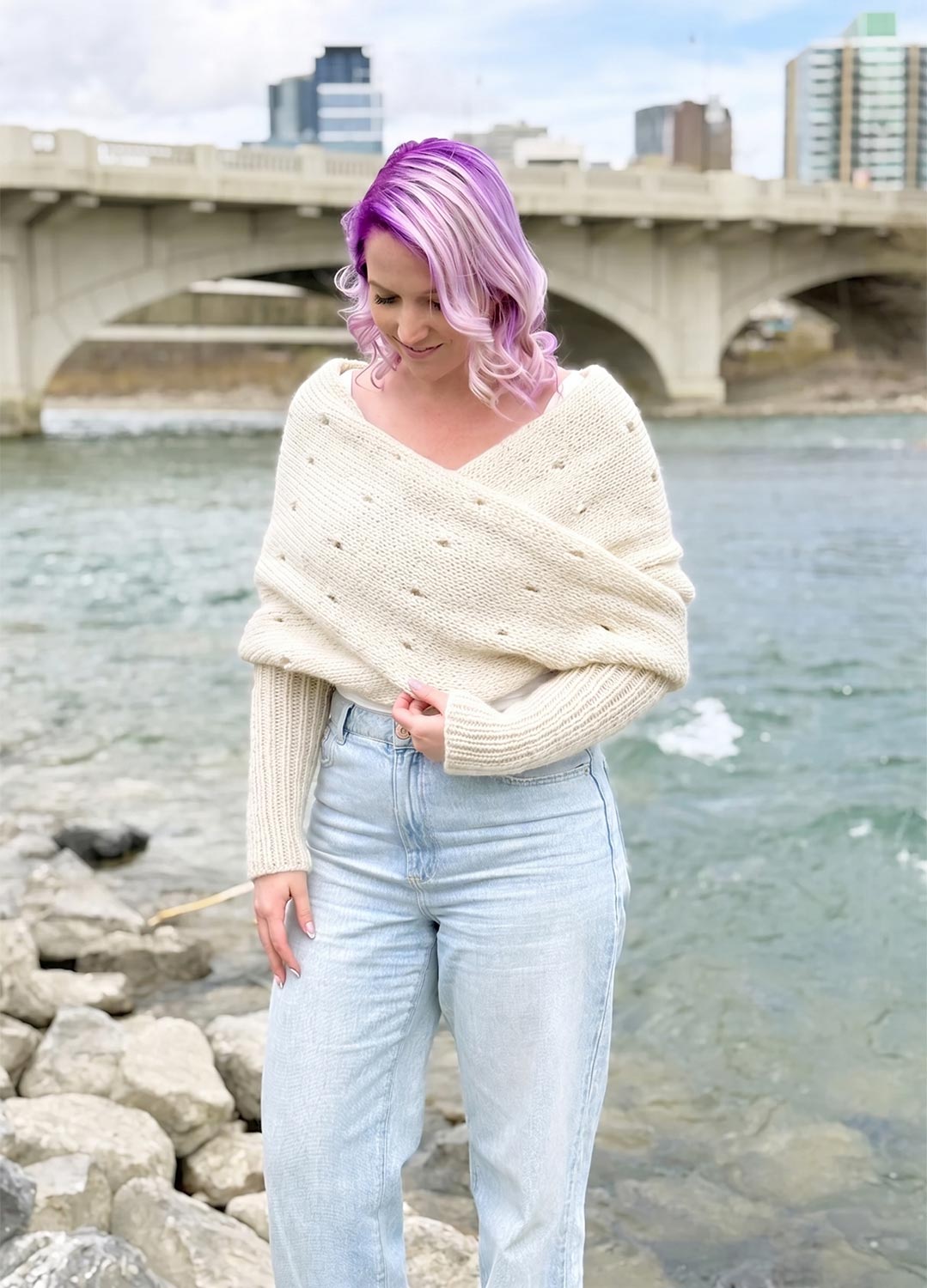 Easy Eyelet Sweater Scarf x @knitatude Kit - Yummy Yarn Fine Version