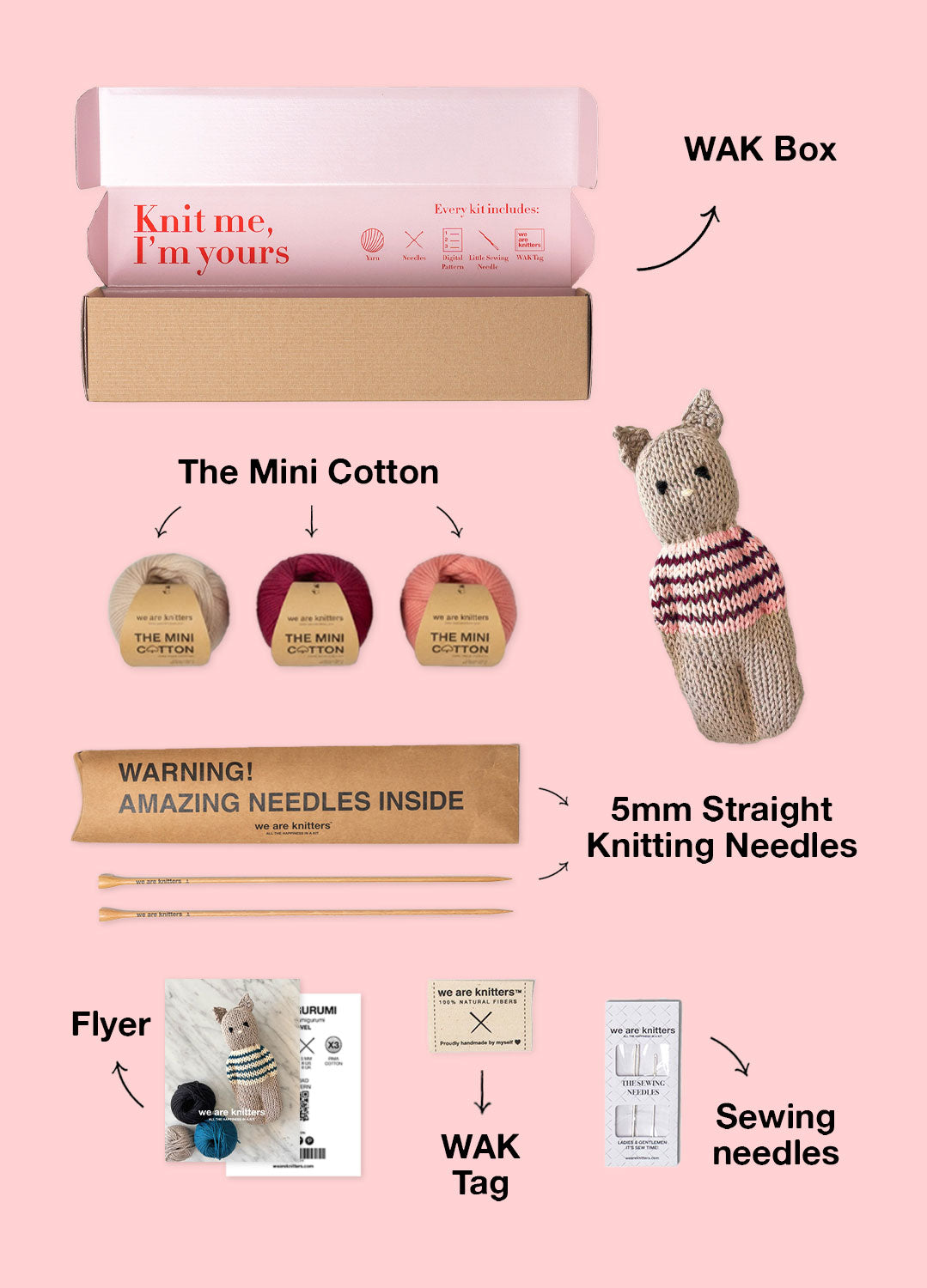 Beginner Mini Knitted Cat Kit