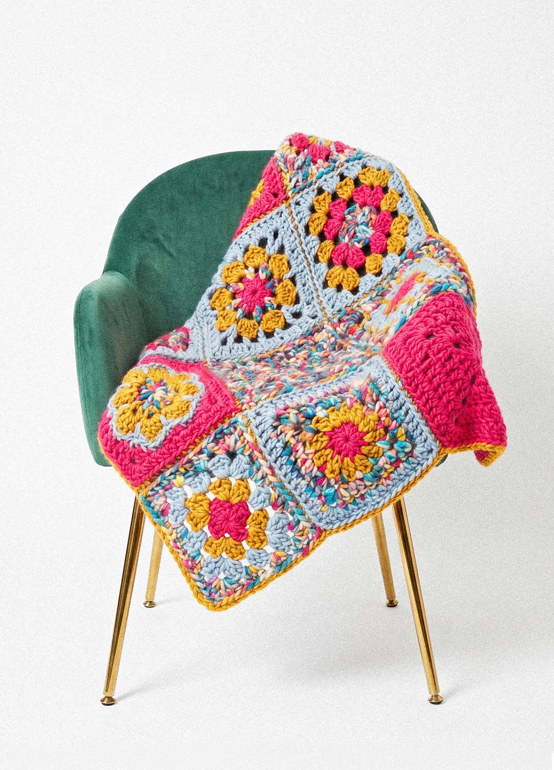 Crochet Granny Square Stitch Sampler Blanket Kit - Yummy Version