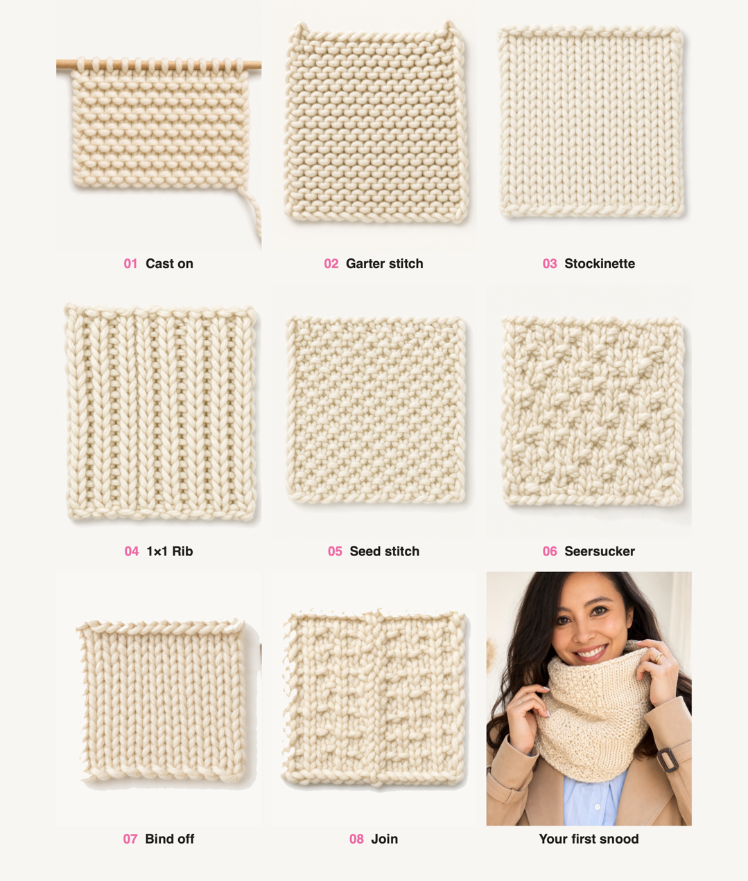Snood - Beginner Sampler Kit - Learn The Basics Knitting Kit