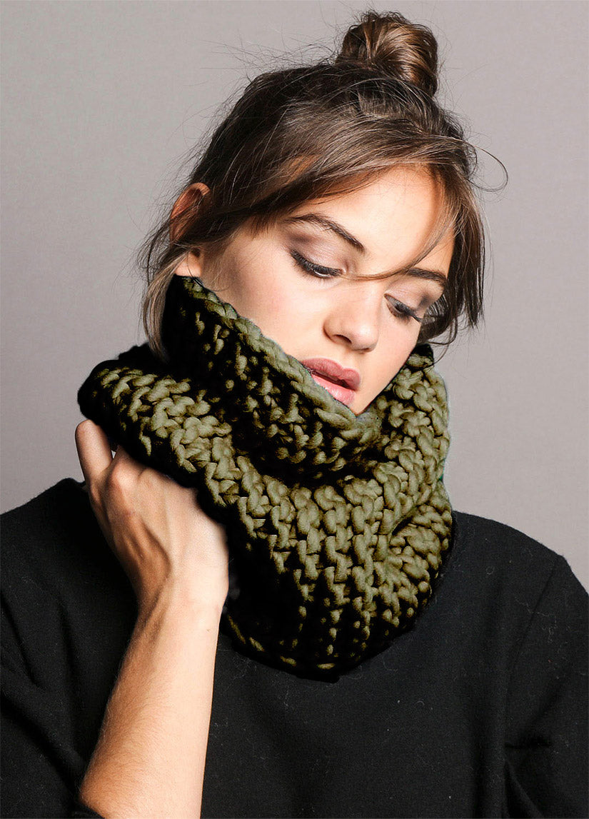 Himba Snood Beginner Knitting Kit in Olive