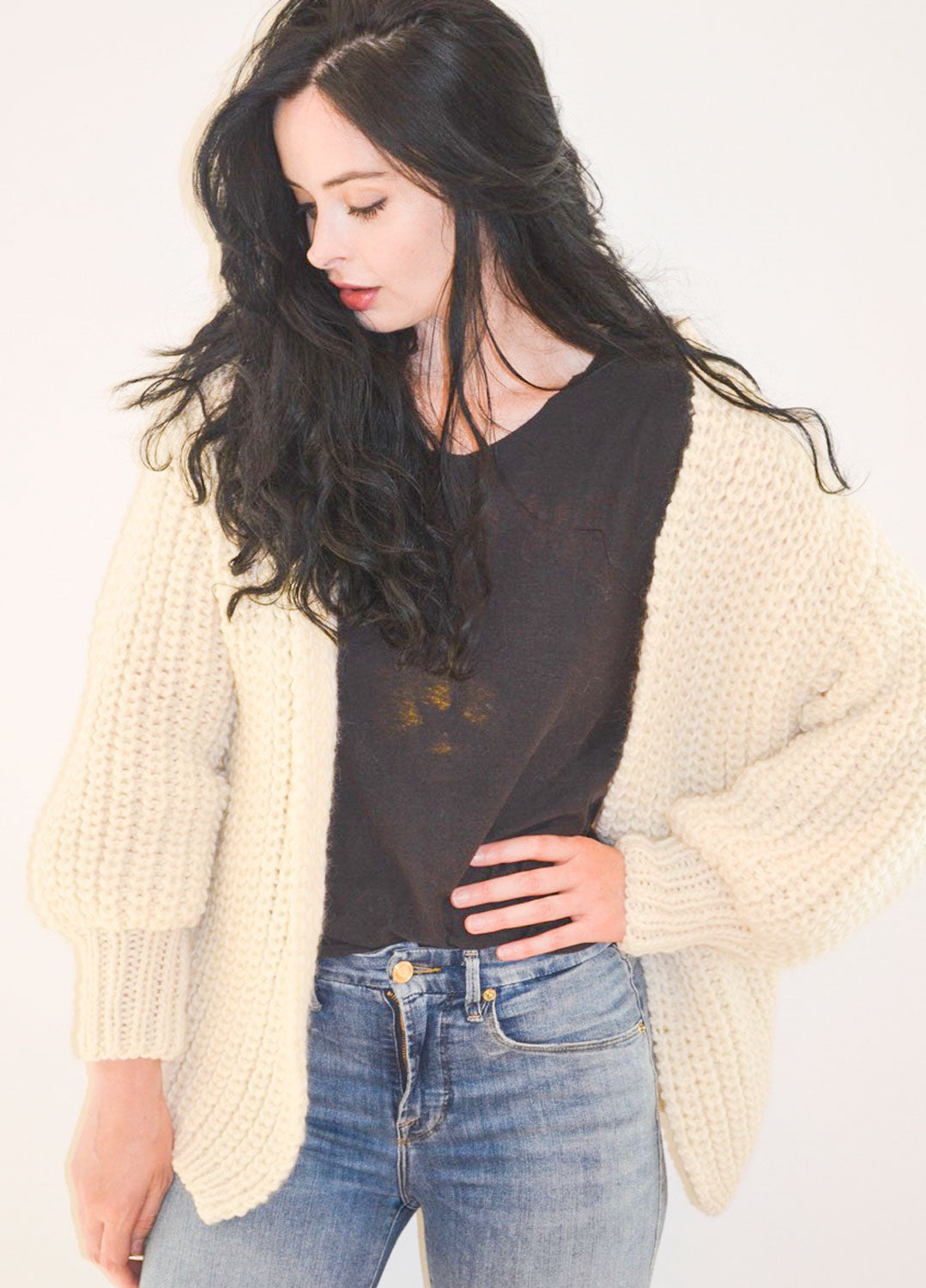 Petite chunky shop knit cardigan