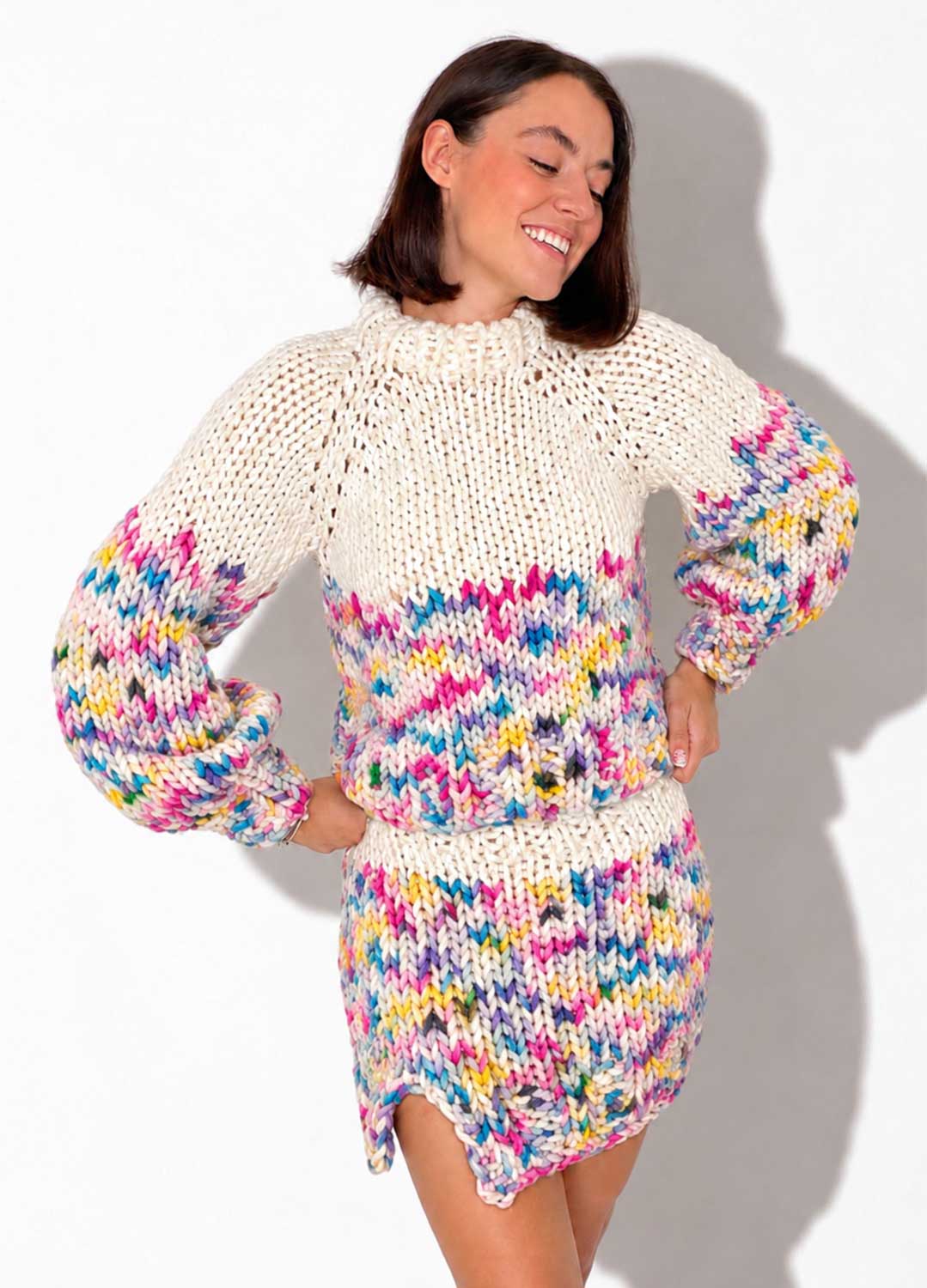 The Rainbow Skirt & Sweater Set Kit x @paula.on.knits - Yummy Yarn Version