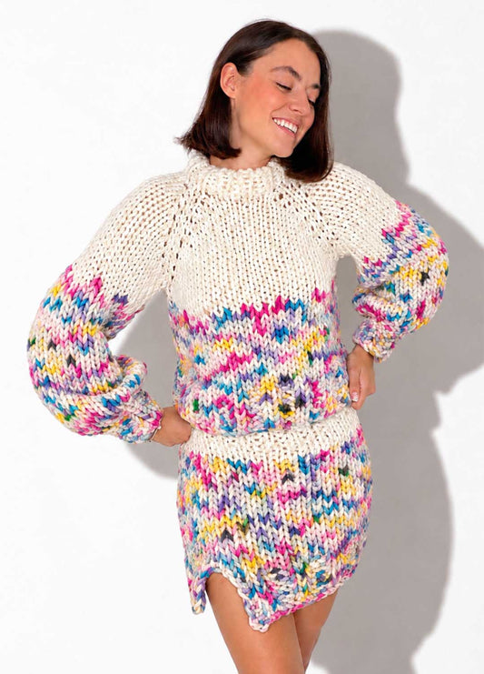 The Rainbow Skirt & Sweater Set Kit x @paula.on.knits - Yummy Yarn Version